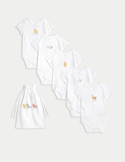 5pk Pure Cotton Winnie the Pooh™ Bodysuits (6½lbs-3 Yrs)